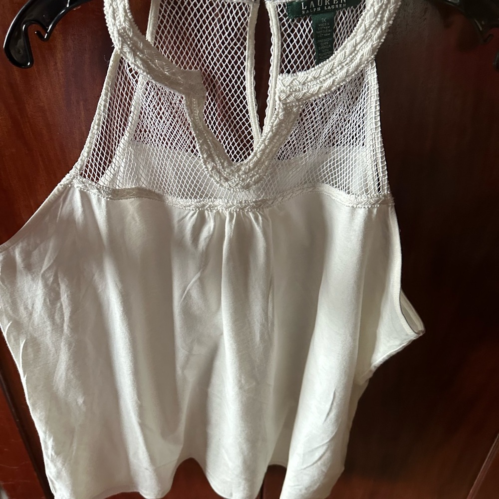 Ralph Lauren crochet tank top size 1x . Stunning details. Off white . Tried on. - Picture 4 of 6